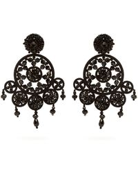 Oscar de la Renta Dreamcatcher Beaded Drop Earrings - Black