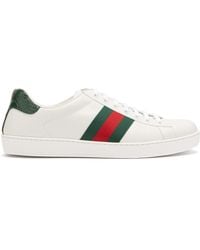 Gucci Ace Webbing Leather Sneakers - Multicolor