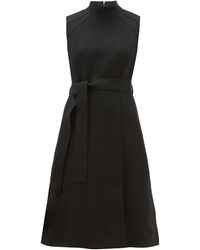 Burberry High-neck Belted Wool-blend Dress - Black