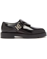 Givenchy Square-toe Leather Monk-strap Shoes - Black