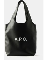 A.P.C. Ninon Faux Leather Tote Bag in Black | Lyst