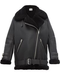 Acne Studios Veste aviateur en cuir et shearling Velocite - Noir