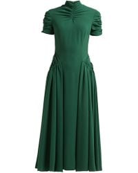 Emilia Wickstead Ariane Ruched Crepe Midi Dress - Green