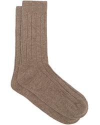 Johnstons of Elgin Ribbed Cashmere-blend Socks - Natural