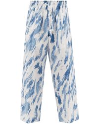 Umit Benan B+ Jeff Brushstroke-print Cotton Pyjama Trousers - Blue