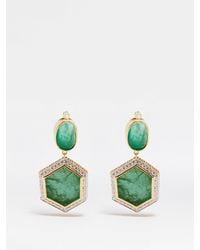 Jade Jagger Diamond, Emerald & 18kt Gold Drop Earrings - Multicolor