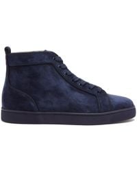 navy louboutin trainers