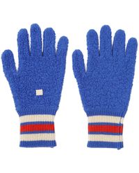 Acne Studios Face-patch Wool-fleece Gloves - Blue