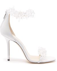 Jimmy Choo Crystal-cluster Leather Sandals - White