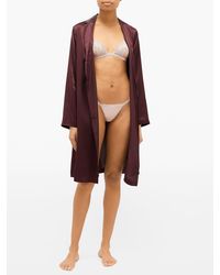 La Perla Camelia Floral-embroidered Mesh Thong - Pink