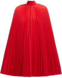 Valentino Pleated Virgin-wool Cape - Red