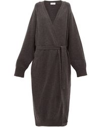 Raey Long Shawl Belted Cashmere Cardigan - Gray