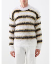 Marni Striped Mohair-blend Sweater - White