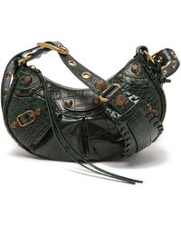 Balenciaga Le Cagole Xs Croc-effect Leather Shoulder Bag - Green