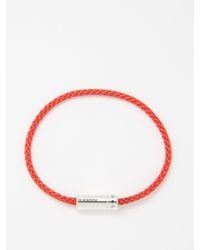 Le Gramme 7g Sterling Silver And Nato Cord Cable Bracelet - Red