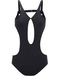 Maximilian Streamline Cutout Jersey Bodysuit - Black