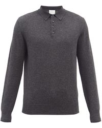 Allude Long-sleeve Cashmere Polo Shirt - Grey