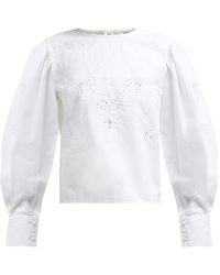 Étoile Isabel Marant Wona Broderie-anglaise Cotton Blouse - White