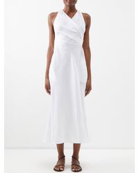 Three Graces London Linnea Linen Wrap Dress - White