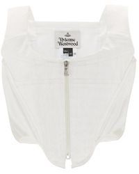 Vivienne Westwood Zipped Charmeuse Corset Top - White