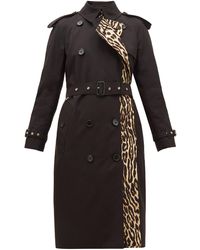 Burberry Bridstow Leopard-print Cotton Trench Coat - Black