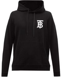 Burberry Landon Tb-logo Cotton Hooded Sweatshirt - Black