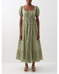 RHODE - Joanna Geometric-print Cotton-poplin Dress - Lyst