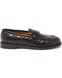 Gucci - Marmont Gg-logo Chevron-quilted Leather Loafers - Lyst