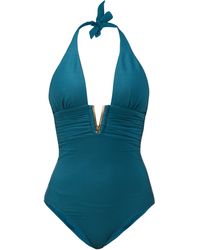 Heidi Klein Maillot de bain côtelé à barre en V Ubud - Vert