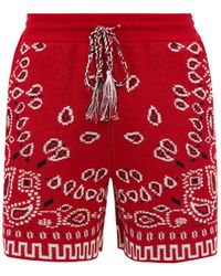 Alanui Paisley-jacquard Cotton-blend Piqué Shorts - Red