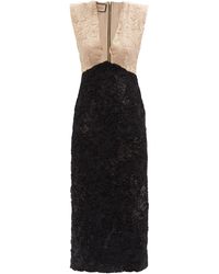Gucci Plunge-neck Bi-colour Cordonnet-lace Dress - Black
