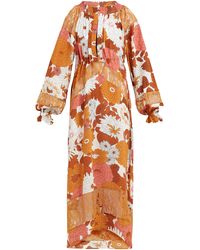 Dodo Bar Or Renee Floral-print Silk Midi Dress - Orange
