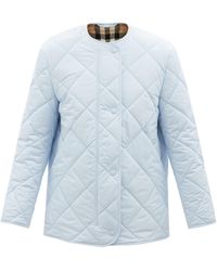Burberry Diamond-quilted Technical Coat - Blue