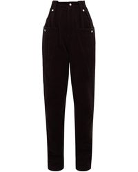 Isabel Marant Derrisy High-rise Cotton-moleskin Trousers - Black