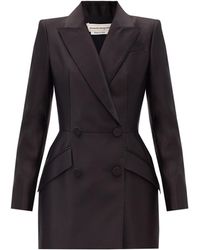 Alexander McQueen Veste de costume en satin de soie - Noir