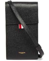 Thom Browne Grained-leather Cross-body Phone Bag - Black