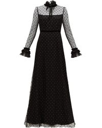 Goat Giovanna Glitter Polka-dot Tulle Gown - Black