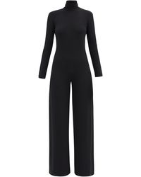 Norma Kamali High-neck Jersey Wide-leg Jumpsuit - Black