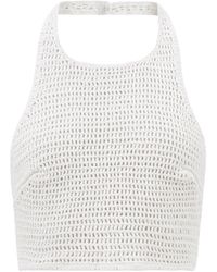 Albus Lumen Lorem Cropped Cotton-crochet Halterneck Top - White