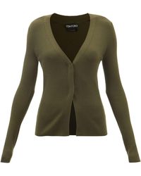 Tom Ford Ribbed-knit Cashmere-blend Cardigan - Green