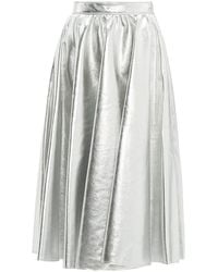MSGM Metallic Faux-leather Flared Midi Skirt