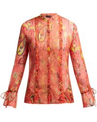 Etro Bahidora Lace-panelled Silk Blouse - Red