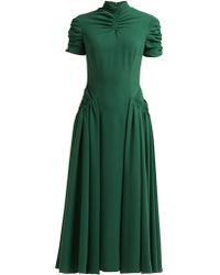 Emilia Wickstead Ariane Ruched Crepe Midi Dress - Green