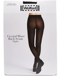 Wolford Crystal Affair Back Seam Tights - Black