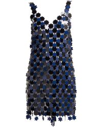 Paco Rabanne Floral Chainmail Dress - Blue