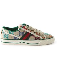 Gucci Canvas Trainers in Brown/Green (White) - Save 19% | Lyst