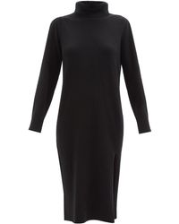 Allude Roll-neck Cashmere Sweater Dress - Black