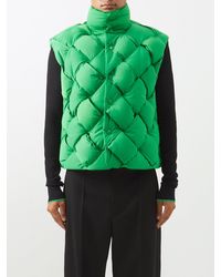 Bottega Veneta Synthetic Intrecciato Technical Nylon Vest in Green for Men Mens Clothing Jackets Waistcoats and gilets 