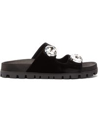 Miu Miu Claquettes en velours à cristaux Gobstopper - Noir