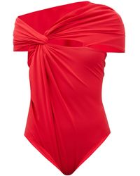 Maximilian Disco Twisted Jersey Bodysuit - Red